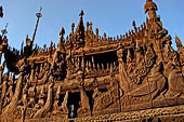 Myanmar - Mandalay, Shwe In Bin Kyaung a wonderful example of the Burmese unique teak architecture and wood-carving art. 